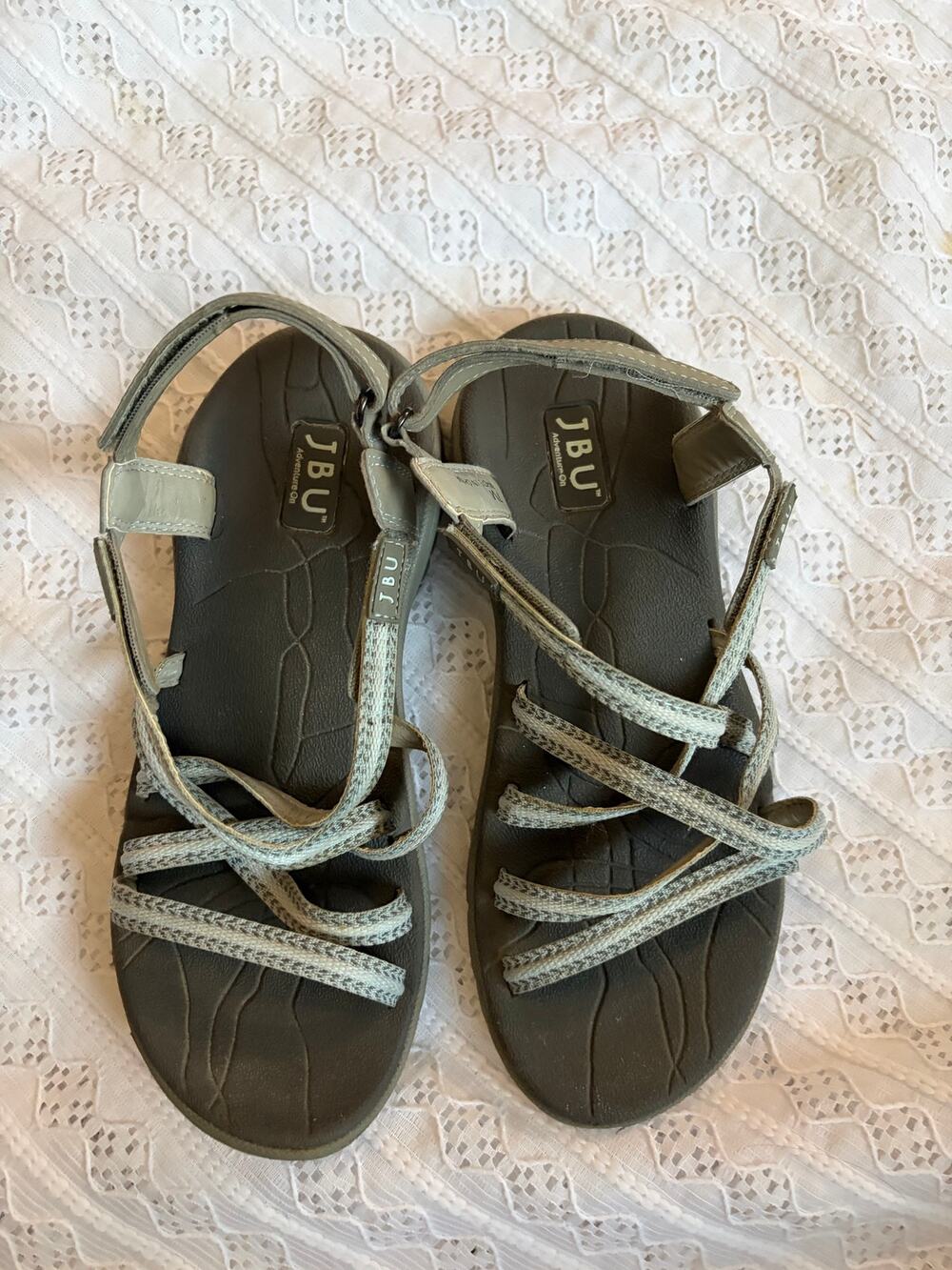 JBU Jambu Gray Sport Sandals Hook Loop Comfort Walking Women's Size 7M